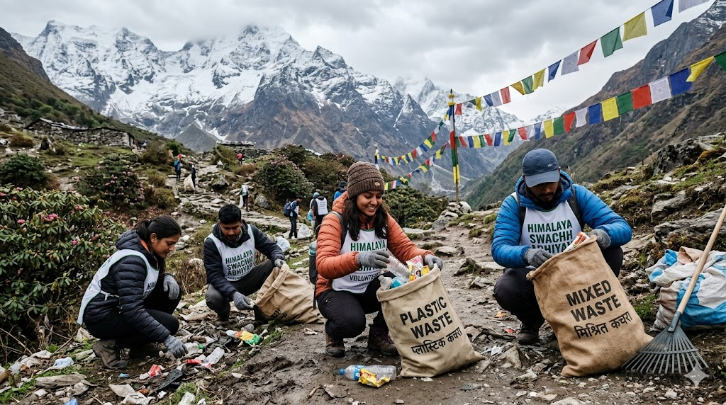 Himalaya cleanup volunteers