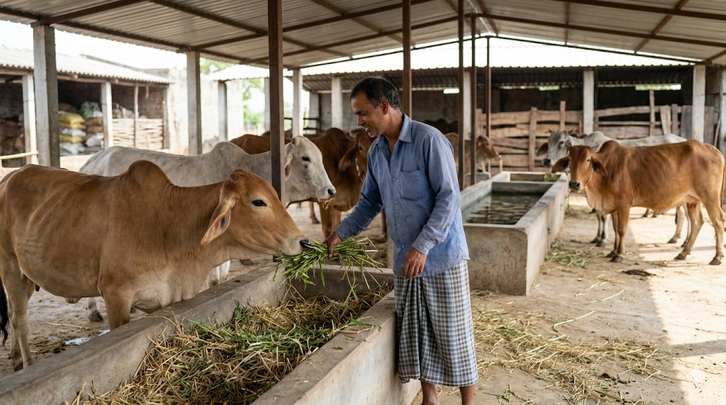 Gaushala care and cow feeding