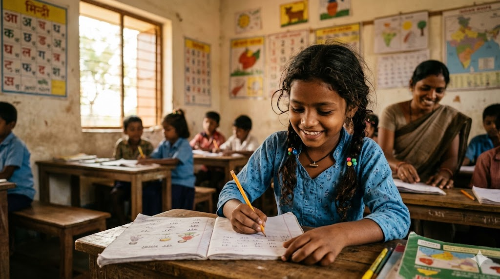 Children in classroom study support